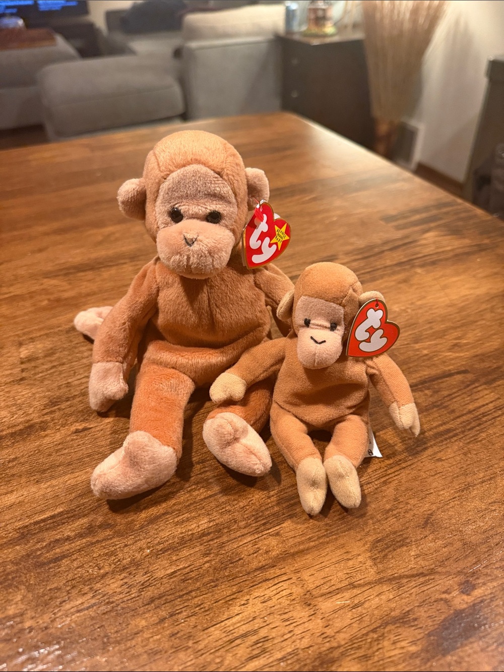 Ty Monkey Beanie Babies Plush Duo